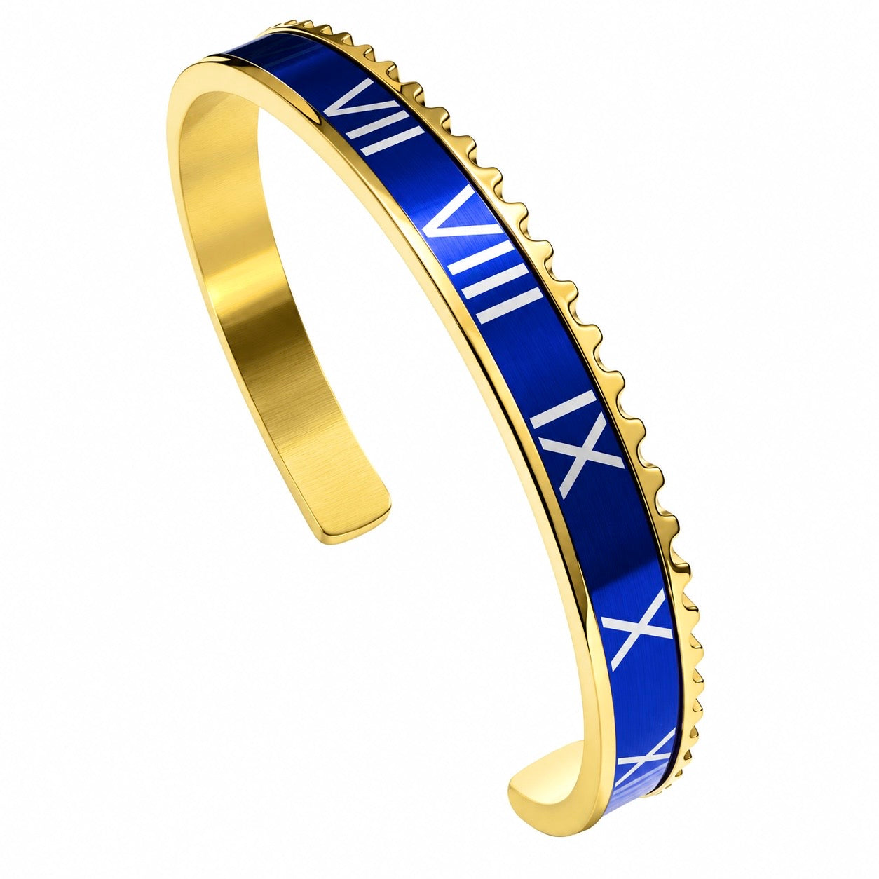 Roman Speed bracelet gold blue - Emils Jewellery Bezel style bracelet