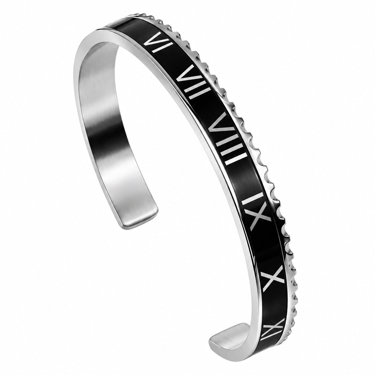 Roman Speed bracelet black silver bezel style - Emils Jewellery Mens Online Shop jewelry Inspired by the bezel of luxury watches. Water and sweat proof. For men, watch enthusiasts and collectors