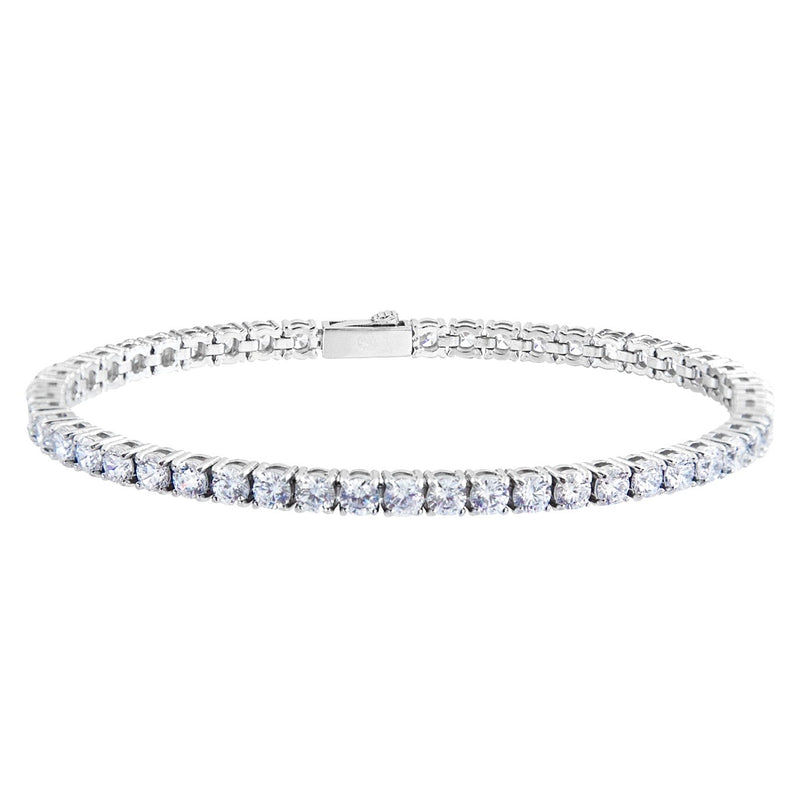 Tennis bracelet 4mm in stainless steel. With cubic zirconia stones. Like white vvs diamonds