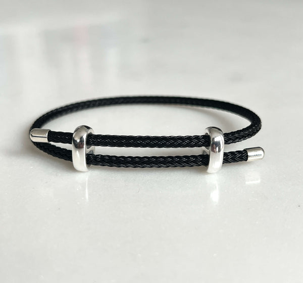 Woven steel bracciale in corda oro nero | Emils Jewellery Negozio online