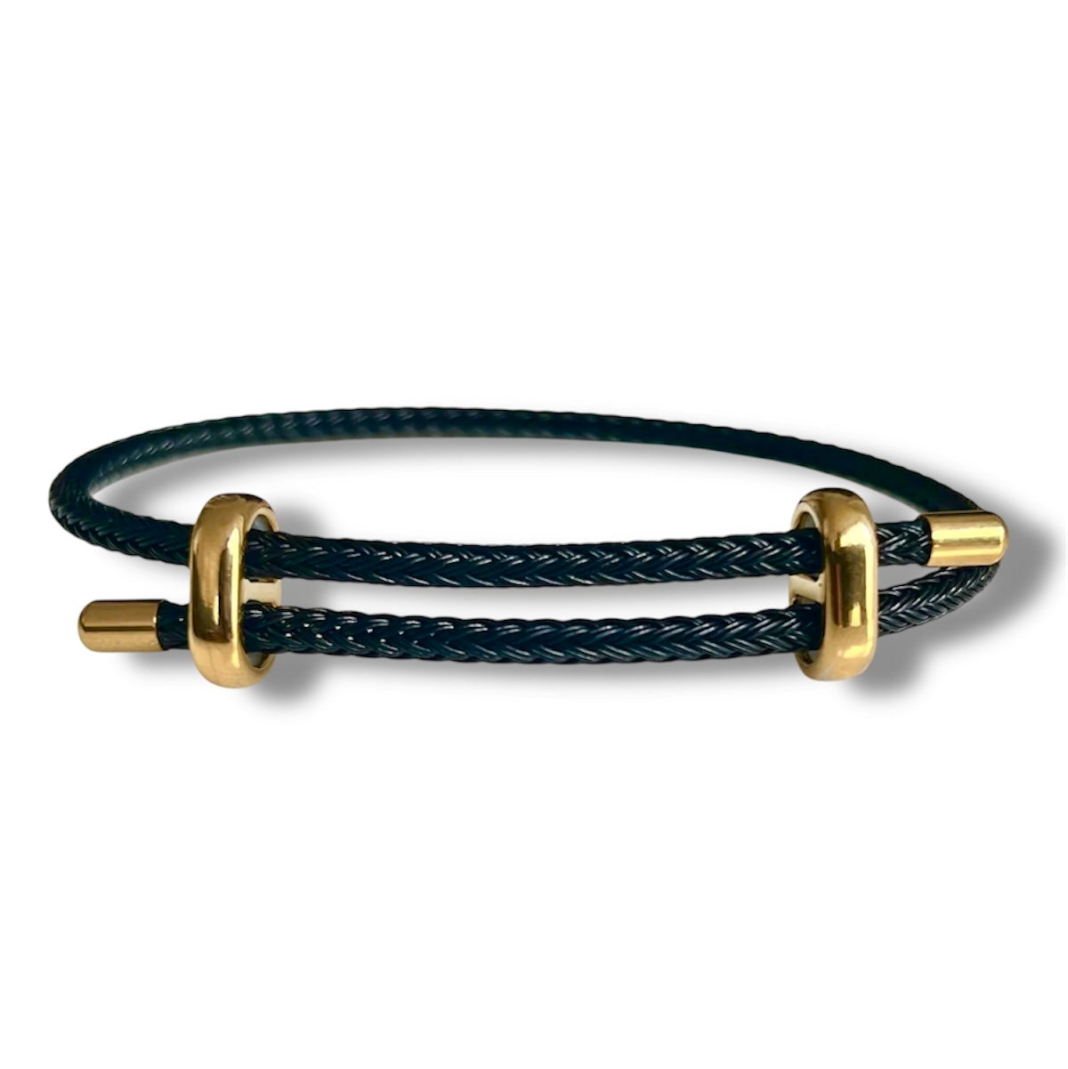 Woven steel rope bracelet gold black | Emils Jewellery
