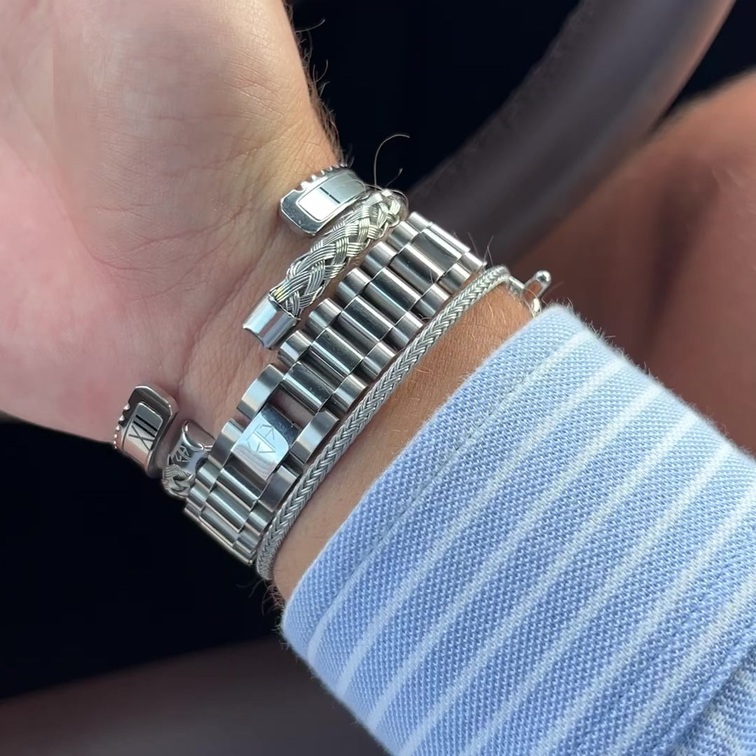 Roman Speed bracelet silver edition by Emils Jewellery Stainless steel bracelet. Bezel style bracelet