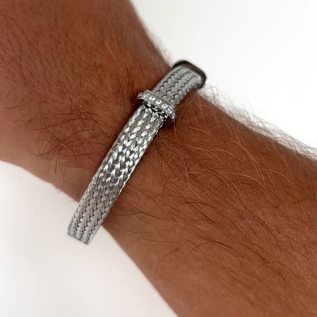 Bracelet en acier inoxydable brillant Trinity bangle  Emils Jewellery  Boutique en ligne