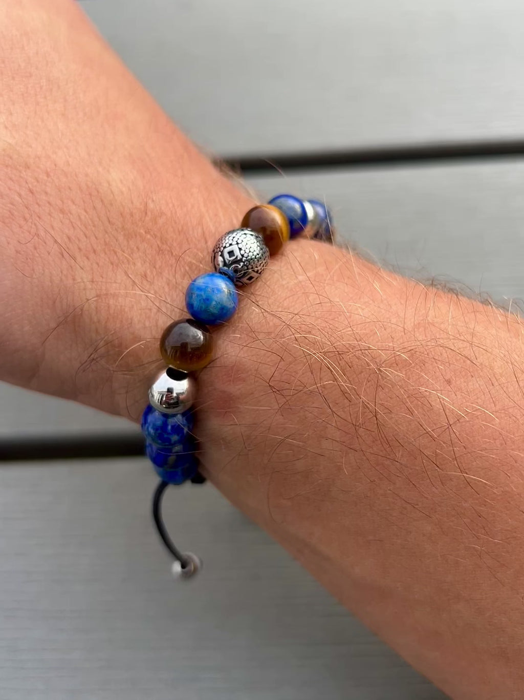 Lapis Lazuli beads bracelet with stainless steel beads Emils Jewellery
