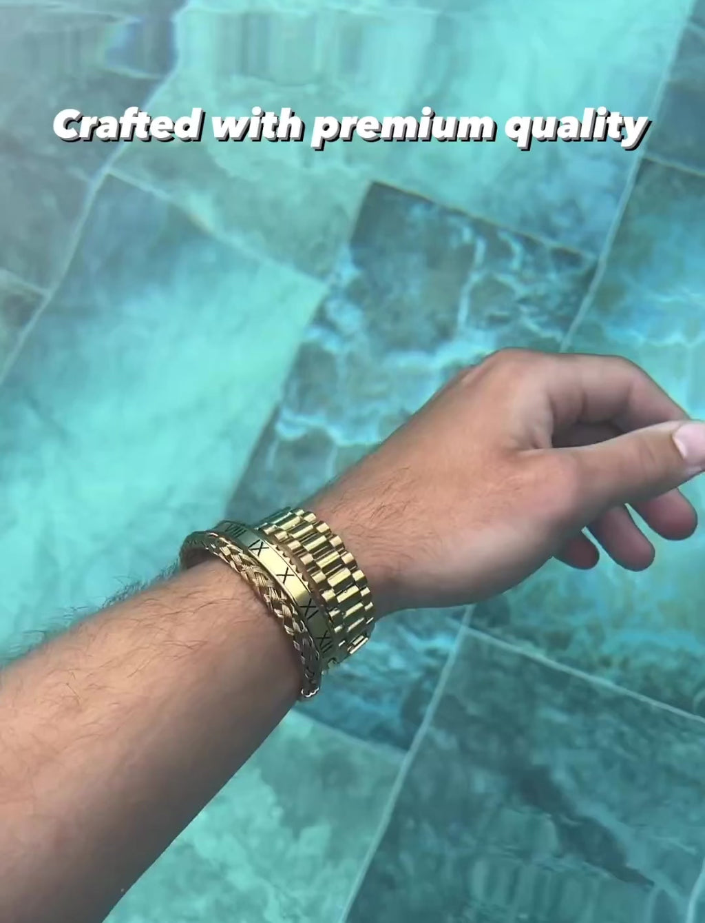 Emils Jewellery bracelet quality check. Bracelets under water and in action. President bracelet