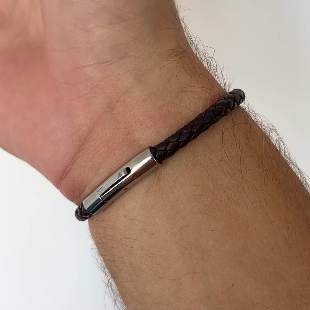 Leather nail bracelet coffee brown Online Shop Emils Jewellery