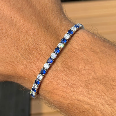 Tennis bracelet 4mm white and blue Emils Jewellery Online Shop