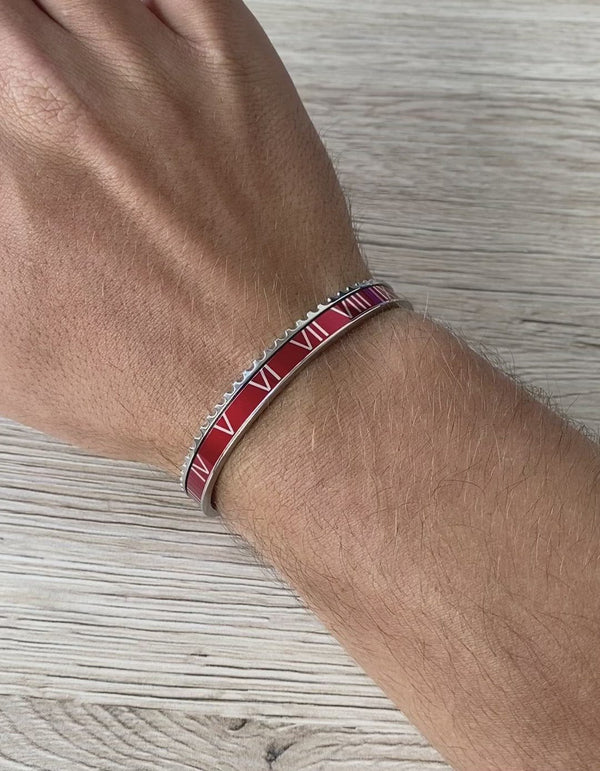 Roman Speed bracelet silver red bezel style
