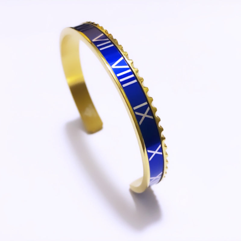 Roman Speed bracelet gold blue - Emils Jewellery Bezel style bracelet
