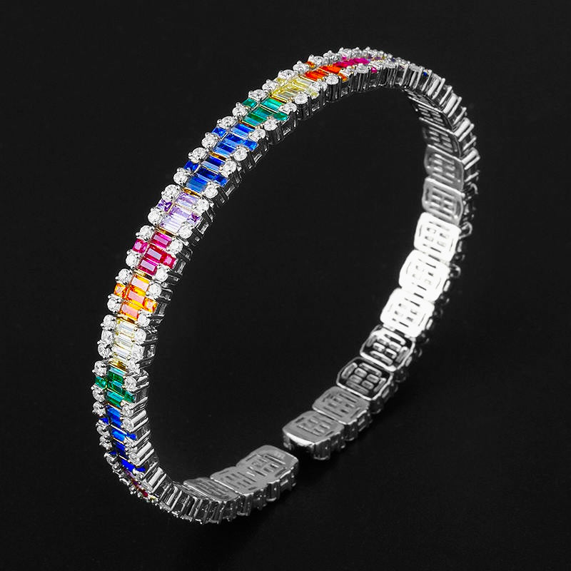 Baguette bangle rainbow 925 sterling silver Emils Jewellery