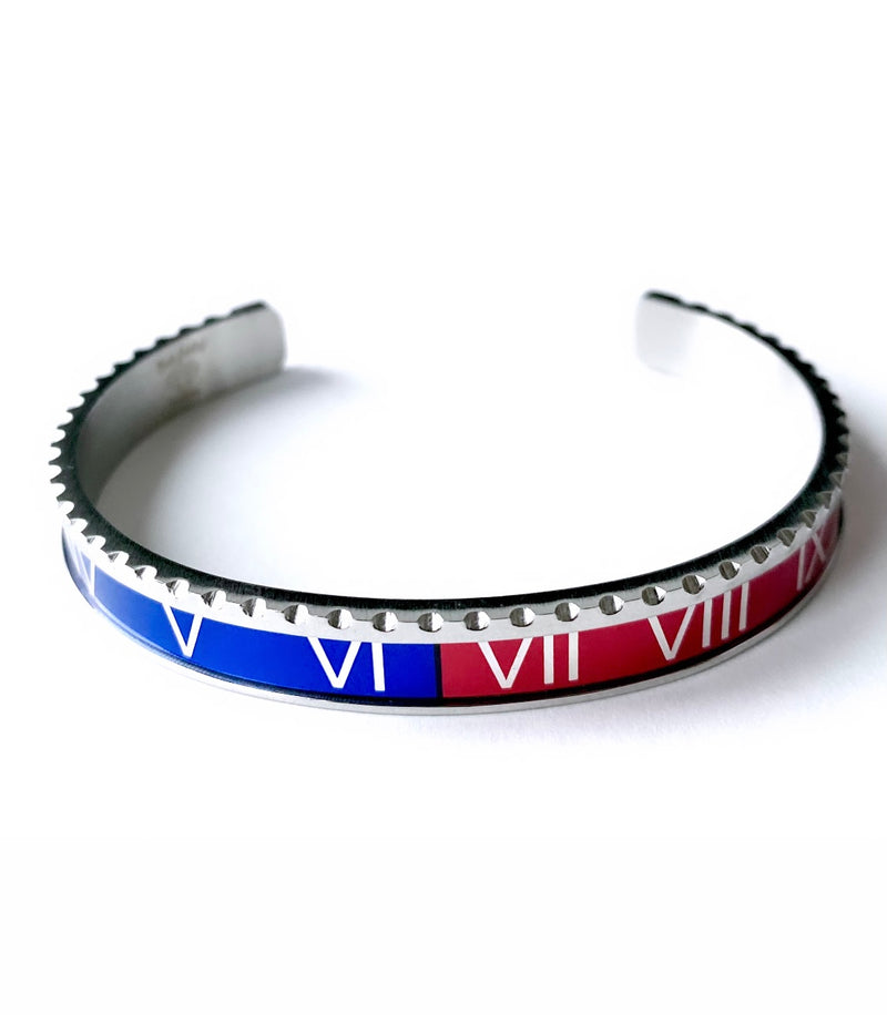 Roman Speed bracelet silver red and blue bezel style bracelet - Emils Jewellery 