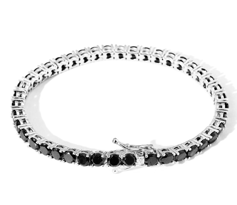 Tennis bracelet black 4mm in stainless steel. With black cubic zirconia stones. Like black diamonds