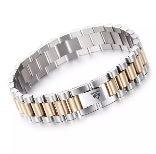 President bracelet two tone - Emils Jewellery Stainless steel