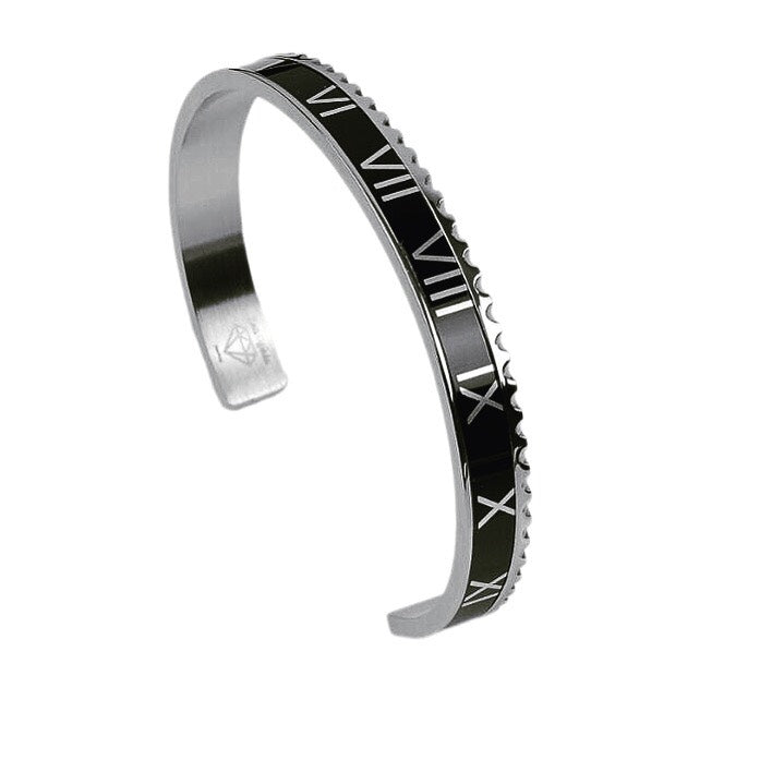 Roman Speed bracelet stile lunetta nero argento - Emils Jewellery