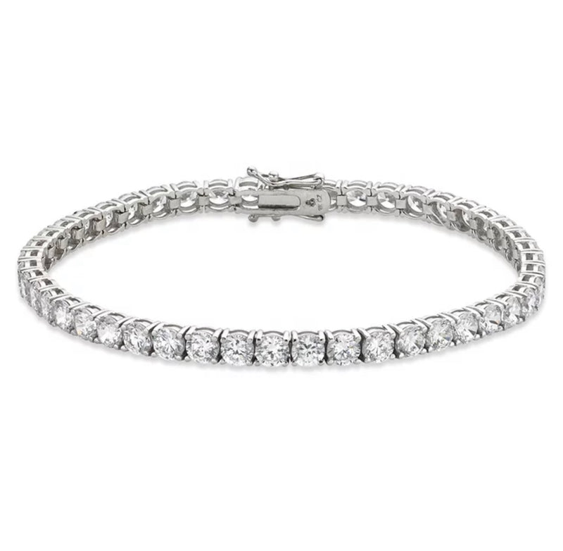 Bracciale tennis 4 mm in acciaio inossidabile. Con pietre di zirconia cubica. Come i diamanti