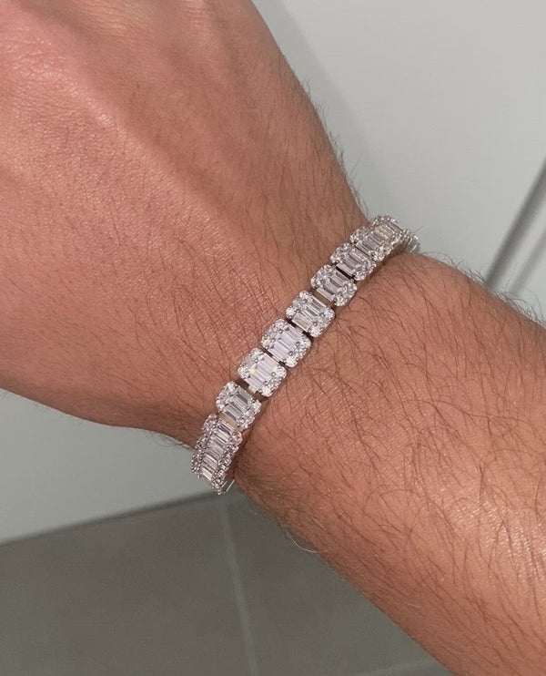 Video of the Tennis style bracelet with baguette cut cubic zirconia like diamonds Emils Jewellery sterling silver bracelet