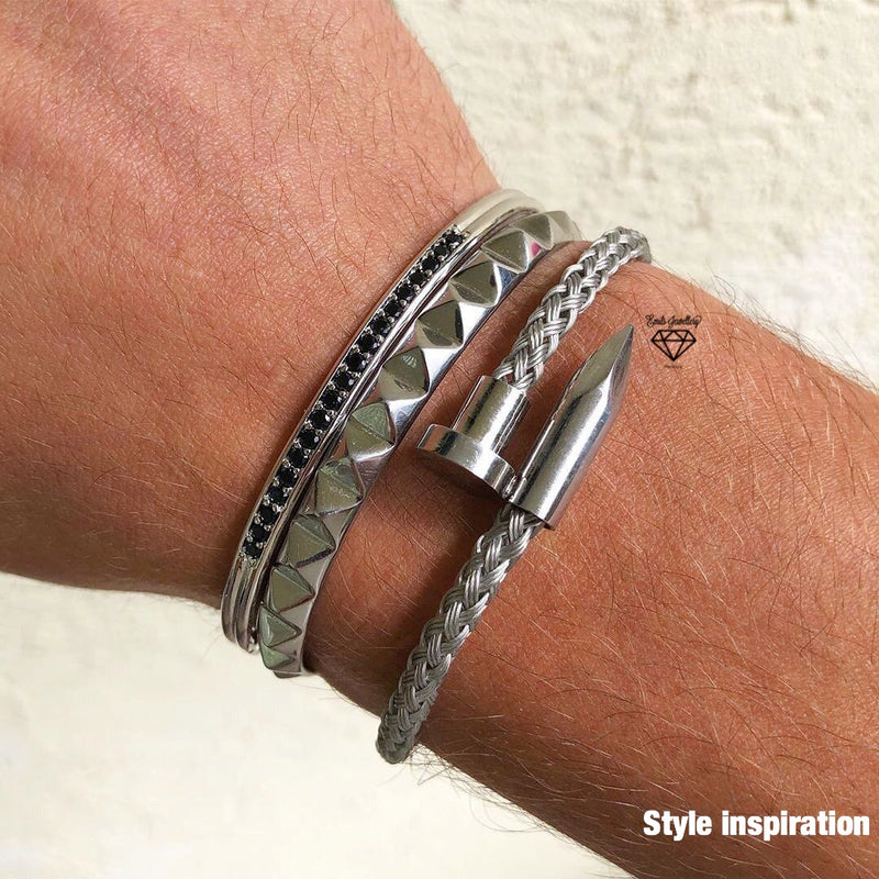 Woven steel Nail bracelet - Emils Jewellery Stainless steel bracelet